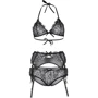 Эротический комплект Leg Avenue Bra top, panty & garterbelt M Black