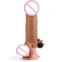 Насадка с вибрацией LoveToy Pleasure X-Tender Vibrating Penis Sleeve Flesh Add 2", Brown