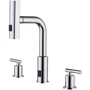Смеситель для раковины Lefton Two-Handle Widespread Waterfall & Pull-Out Bathroom Faucet with Temperature Display-BFWS2401 Chrome