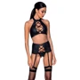 Комплект из эко-кожи с имитацией шнуровки Nancy Set black XXL/XXXL - Passion