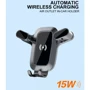 Держатель WUW Car Holder Air Vent Z29 Wireless Charger 15W Black фото 5