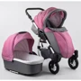 Коляска универсальная 2в1 Victoria Gold Saturn 3 № 0140-С-76 (1) серый с розовым в гошек (белая рама) фото 9