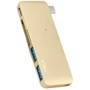 Адаптер WIWU Adapter C1 Plus USB-C to USB-C+SD+2xUSB3.0 HUB Gold (6957815503797)