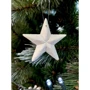 Набір новорічних прикрас Зірка, 12 шт, пластик, білий з блискітками, 5см