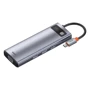 Адаптер Baseus Adapter USB-C to 3xUSB3.0+HDMI+TF+SD+USB-C+VGA+RJ45 Gray (CAHUB-CU0G): Інтерфейс підключення USB-C