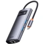 Адаптер Baseus Adapter Metal Gleam Series USB-C to 3xUSB3.0+RJ45 Grey (WKWG070113): Цвет серый