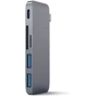 Адаптер Satechi Adapter Passthrough USB-C to USB-C+micro SD+SD+2xUSB3.0 Space Gray (ST-TCUPM): Цвет серый