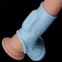 Насадка на член LoveToy Knights Ring Vibrating Drip With Scrotum Sleeve Blue