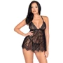 Пеньюар Leg Avenue Floral lace babydoll & string Black S
