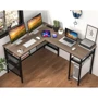 Компьютерный стол Costway Hutch L-образный с зарядным (5903032062388)