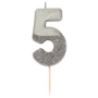 Сервировка стола Свечка-номер 5 Talking Tables Серебрянного цвета 1 шт (BDAY-CANDLE-SLV-5)