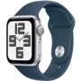 Apple Watch SE 2 2023 40mm GPS Silver Aluminum Case with Storm Blue Sport Band - M/L (MRE23) UA