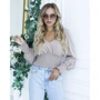 Блуза ISSA PLUS SA-23 44 бежевая с длинным рукавом
