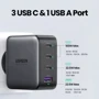 Зарядний пристрій Ugreen Wall Charger USB+3xUSB-C CD226 GaN 100W Grey (40747): Особливості USB-C, Power Delivery (PD)