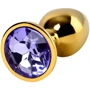 Анальная пробка с кристаллом Metal By Toyfa Gold anal plug amethyst