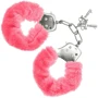 Наручники S Pleasures Furry Cuffs Pink с пушистой отделкой, 2 ключа в комплекте
