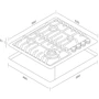 Варочная поверхность газовая KERNAU KGH 6421 TC I X: Размеры для встраивания (ШxГ) 56x49 см