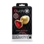 Металлическая анальная пробка Ouch! Heart Gem Gold - Ruby Red, М