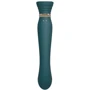 Смартвибратор 3в1 Zalo - Queen Jewel Green, пульсирующая жемчужина и вакуум, кристалл Swarovski