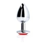 Металлическая анальная пробка Ouch! Heart Gem Silver - Ruby Red, S