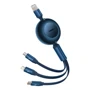 Кабель Baseus USB Cable to Micro USB/Lightning/Type-C Bright Mirror 2 Series Retractable 66W 1.1m Blue (CAMJ010103): Длина 1.1 м