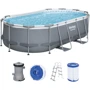 Бассейн Bestway каркасный овал 424-250-100 см (56620) (фильтр-насос, лестница, в коробке, 60.5-129.5-41.5 см) фото 1