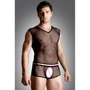 Мужской комплект белья SoftLine - Net set, shirt and thong, XL (black)