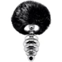 Металлическая анальная пробка Кроличий хвостик Alive Fluffly Twist Plug M Black