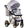 Коляска 2 в 1 Adamex Lucianо Polar (Gold) шкіра 100% Q107 білий (золота рама) (622620): Можливість встановлення люльки є
