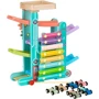 Дерев'яний швидкісний спуск Ecotoys з машинками та ксилофоном (ME115)