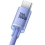 Кабель Baseus USB Cable to USB-C Crystal Shine Series 100W 1.2m Purple (CAJY000405): Длина 1.2 м