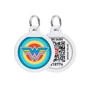 Адресник металлический WAUDOG Smart ID c QR паспортом рисунок Чудо-женщина 1 25 мм, Русско-английский (0625-1012ru-eng(
