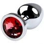 Анальная пробка с кристаллом Metal By Toyfa Silver Anal Plug Ruby