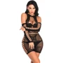 Комплект: Пеньюар-сетка + митенки NDS 8737 Вlack One Size (22155)