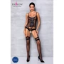 Корсет со шнуровкой Passion NESSY CORSET Вlack XXL/XXXL (стринги в наборе)