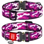 Ошейник для собак WAUDOG Nylon с QR паспортом Розовый камо, XXL (4535-0002)