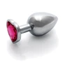 Металлическая анальная пробка Ouch! Heart Gem Silver - Rubellite Pink, М