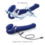 Безремневой вибрострапон с вакуумной стимуляцией Strap-On-Me Multi Orgasm - L - Blue
