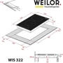 Варочная поверхность электрическая Weilor WIS 322 BS: Размеры для встраивания 5.8 x 26.8 х 49 см