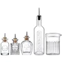 Набор Luigi Bormioli Mixology: 4 бутылки с гейзером и стакан для смешивания 0.5 л (12324/01)