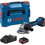 Аккумуляторная бесщеточная угловая шлифмашина Bosch GWS 18V-8 + 2 аккумулятора GBA 18 В 5 Ач + профессиональное быстрозарядное устройство GAL 18V-40 + L-BOXX 136 (06019N9003)