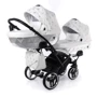 Универсальная коляска для двойни 2 в 1 Junama Glow Duo Slim 03, белый с серебристым (J-G-DUOs-03)
