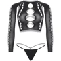 Комплект Leg Avenue Long sleeve crop top & string Black One Size