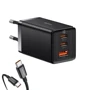 Зарядное устройство Baseus Wall Charger GaN5 Pro 2xUSB-C+USB 65W with USB-C Cable Black (CCGP120201): Количество USB-портов 3