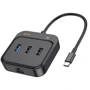 Адаптер Hoco Adapter HB37 USB-C to HDMI+USB3.0+2xUSB2.0+RJ45 Black (6931474799029): Інтерфейс підключення USB 2.0, USB-C