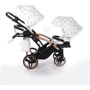 Универсальная коляска для двойни 2 в 1 Junama Glow Duo Slim 01, белый с бронзовым (J-G-DUOs-01): Ширина шасси 65 см