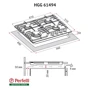 Варочная поверхность газовая Perfelli HGG 61494 WH: Расположение панели Фронтальное