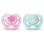 Пустышка для девочки Philips AVENT Ultra Air с декором, 0-6 мес, 2 шт (SCF343/20): Возраст до 6 месяцев