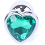 Анальная пробка с кристаллом BOSS of TOYS Boss Series - Jewellery Silver Heart PLUG Green S, BS6400051