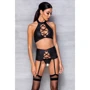 Комплект из эко-кожи с имитацией шнуровки Nancy Set black XXL/XXXL - Passion